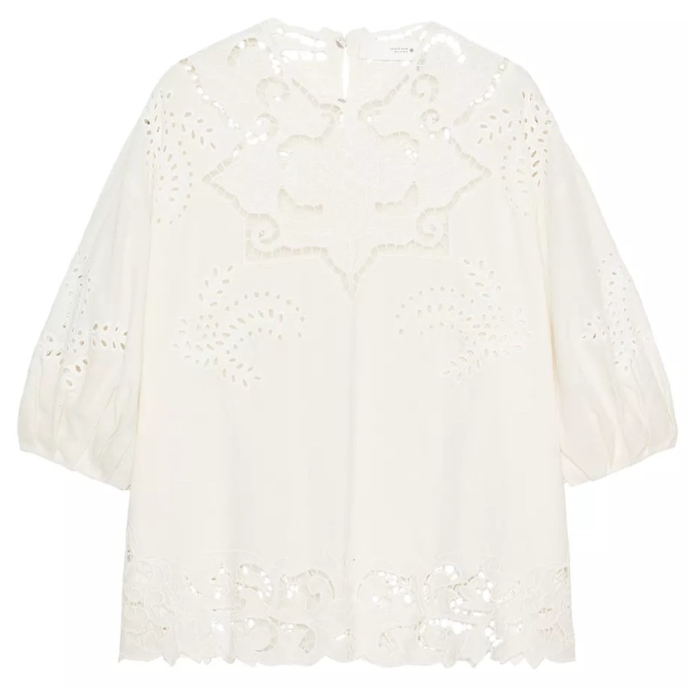 Zara ZW Collection Limited Edition White Eyelet Lace Blouse